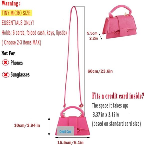 Micro Mini Crossbody Bag for Women Tiny PU Leather Purse Clutch Top Handle - Picture 2 of 8